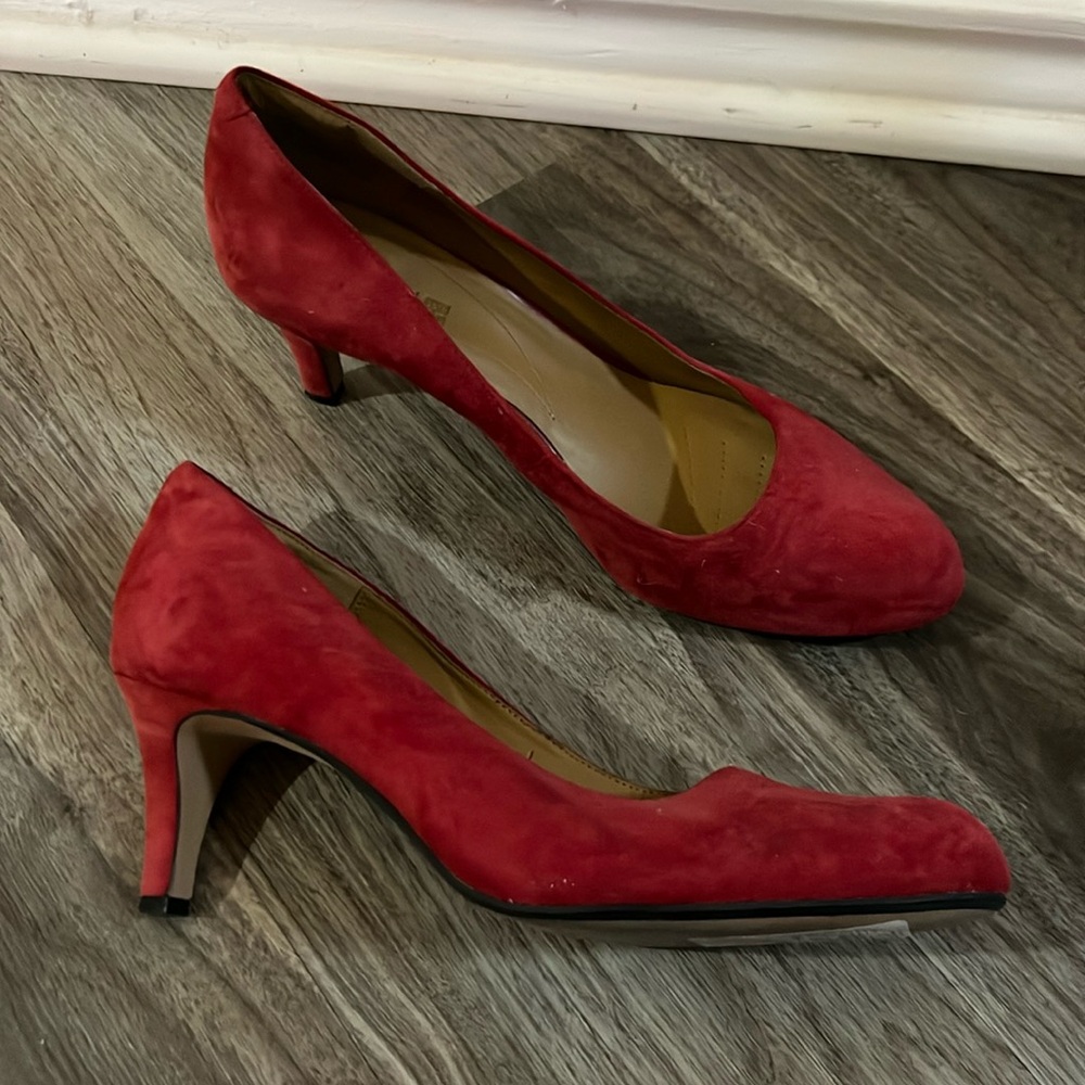 Clark’s red kitten heels